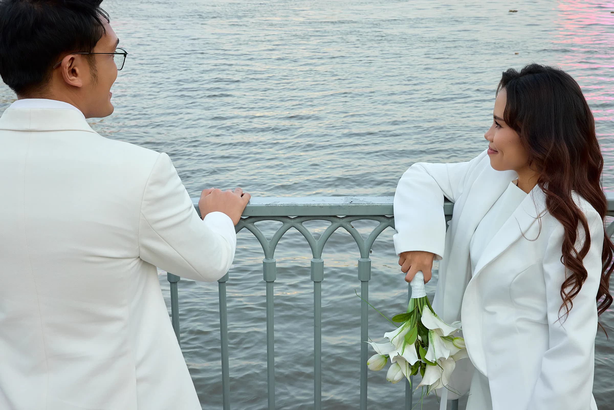 Josh and Analie by the water